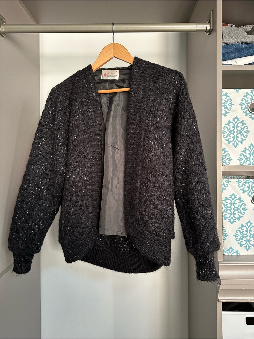 Metallic Black Open-Front Women’s Cardigan Sweater jacket